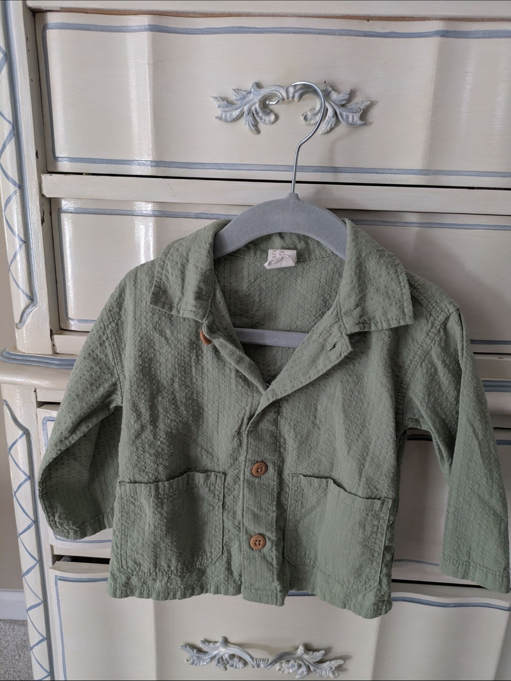 H&M Sage Green Cotton Button Jacket